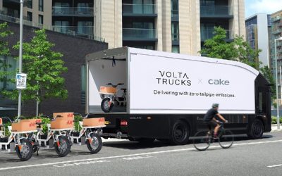 Así será el “microhub” de Volta Trucks y las motocicletas eléctricas Cake para última milla